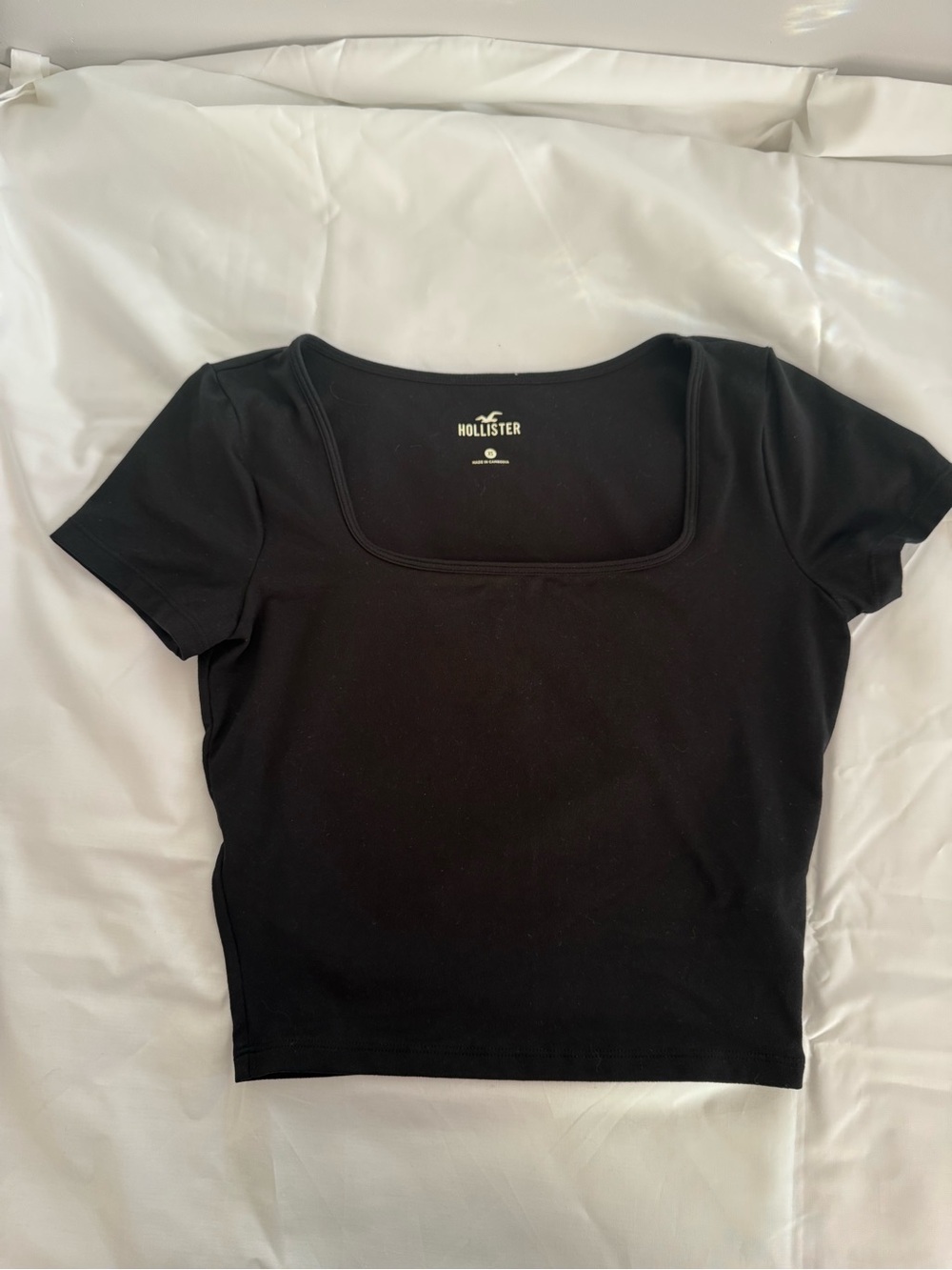 Hollister Black Square Neck Short Sleeve Crop Top